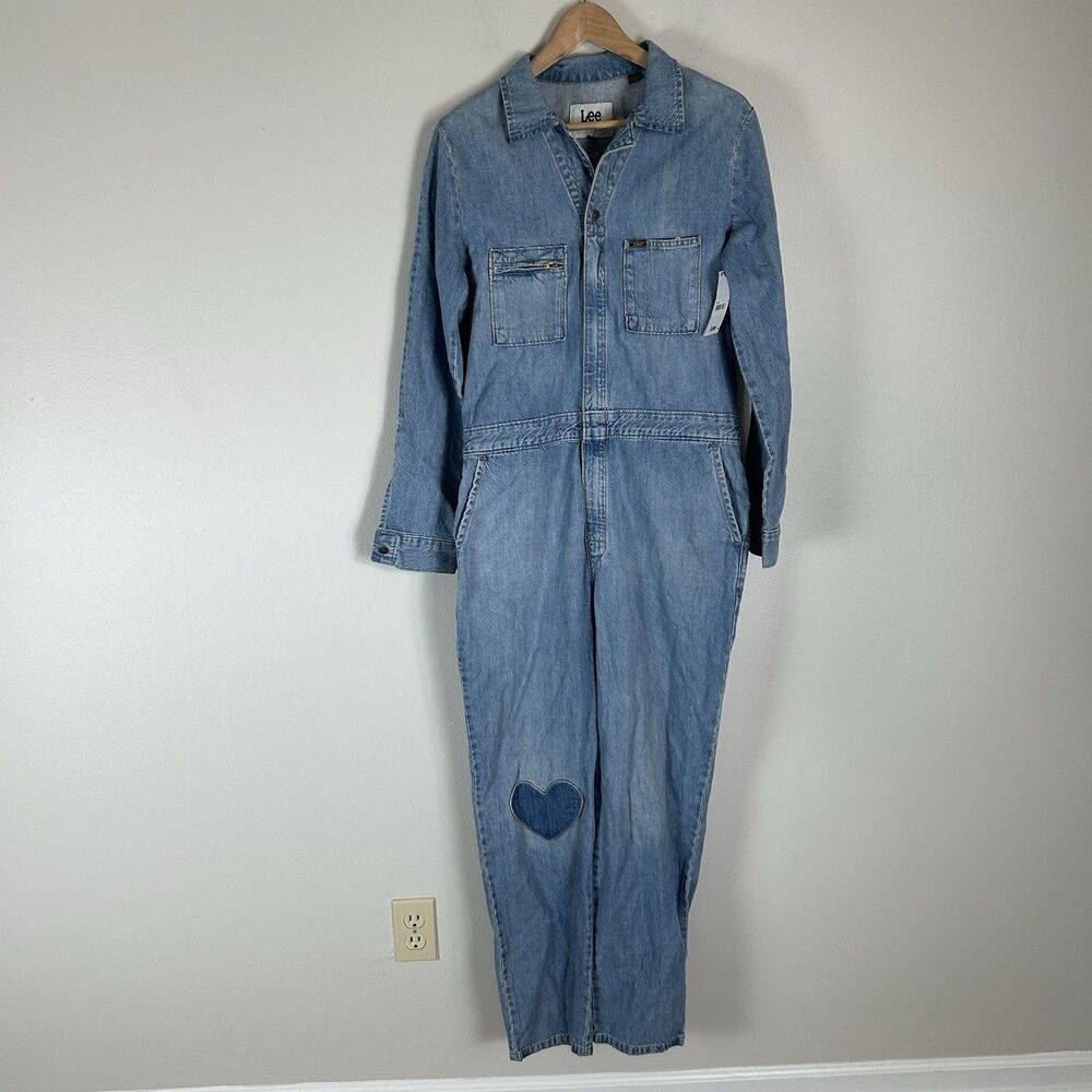 Lee Denim Coveralls Union-Alls Size M Workwear Jumpsuit Jean Heart Patch